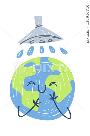 Cute planet earth taking shower Cute planet earth taking shower 136916710