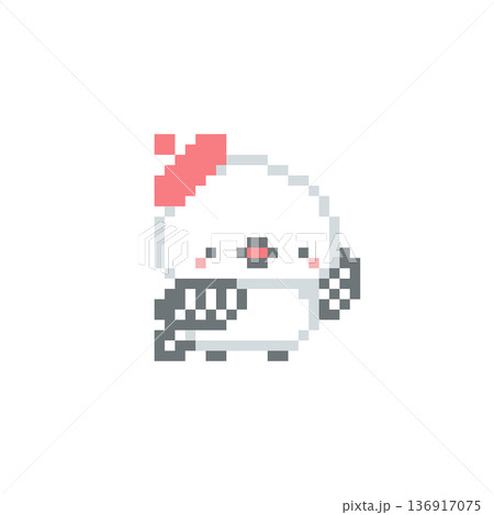赤色ベレー帽とシマエナガのドット絵 赤色ベレー帽とシマエナガのドット絵 136917075