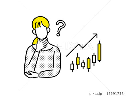 株式投資について悩む女性のベクター素材 株式投資について悩む女性のベクター素材 136917584
