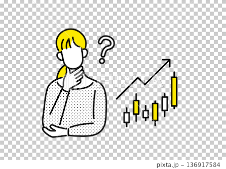株式投資について悩む女性のベクター素材 株式投資について悩む女性のベクター素材 136917584