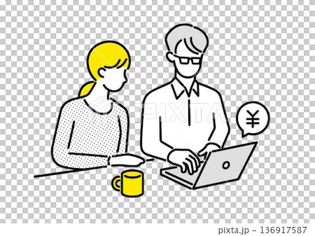 資産運用について話し合う夫婦 136917587