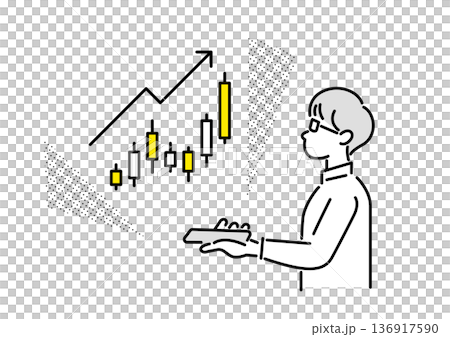一名男子正在用智慧型手機查看股票圖表。 136917590