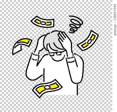 一個人擔心錢的插圖 136917593