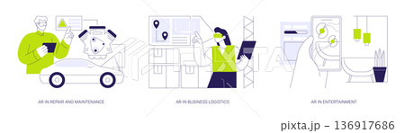 Augmented reality isolated cartoon vector illustrations se 136917686