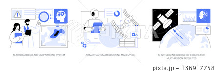AI Advances in Spaceflight abstract concept vector illustrations. 136917758