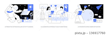 AI Solutions for Space Safety abstract concept vector illustrations. 136917760