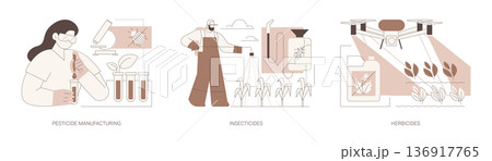 Use of pesticides isolated cartoon vector illustrations se Use of pesticides isolated cartoon vector illustrations se 136917765