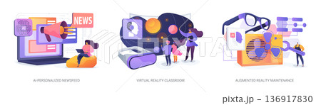 AI and XR for Smarter Experiences abstract concept vector illustrations. AI and XR for Smarter Experiences abstract concept vector illustrations. 136917830