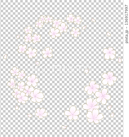 手描き風の桜の丸フレーム 手描き風の桜の丸フレーム 136917997