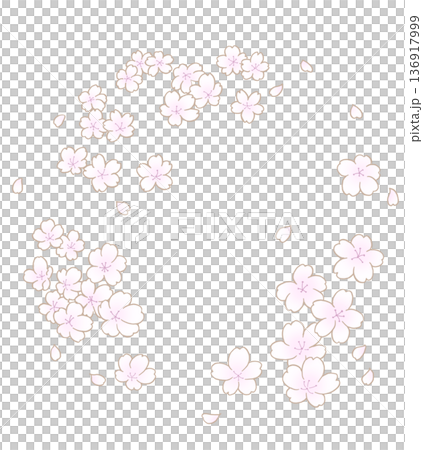 手描き風の桜の丸フレーム 手描き風の桜の丸フレーム 136917999