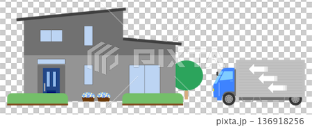 Illustration of a house and a truck Illustration of a house and a truck 136918256