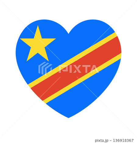 Democratic Republic of Congo flag heart button. Heart shaped badge, sticker, icon, sign of the Democratic Republic of Congo. 136918367