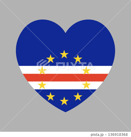 Cape Verde heart shaped icon. National sign sticker template. Flag of Cape Verde button, banner, badge in heart shape. Cape Verde heart shaped icon. National sign sticker template. Flag of Cape Verde button, banner, badge in heart shape. 136918368