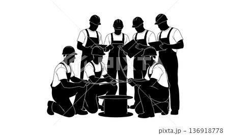 Black Solid Wire Spool Check Silhouettes Set of Six on White Background Black Solid Wire Spool Check Silhouettes Set of Six on White Background 136918778