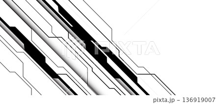 Abstract black circuit board technology connected lines electronics elements computer digital on white background vector 136919007