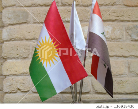 The Kurdish and Iraqi flags in Erbil citadel The Kurdish and Iraqi flags in Erbil citadel 136919430
