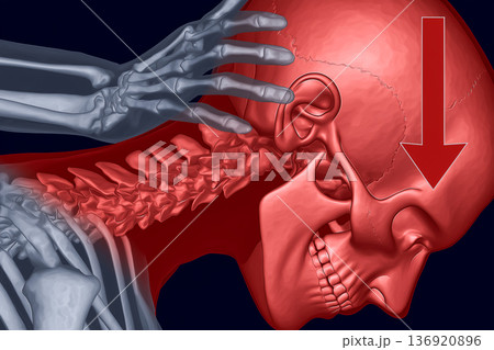 集中力・判断力が落ちるイメージ、脳の低下を示す抽象ビジュアル 136920896
