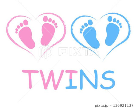 Blue pink vector baby footprints silhouette print design Blue pink vector baby footprints silhouette print design 136921137