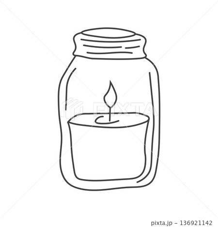 Burning aroma candle in a jar isolated on white background 136921142