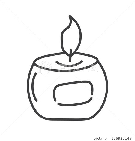 Burning round aroma candle isolated on white background Burning round aroma candle isolated on white background 136921145