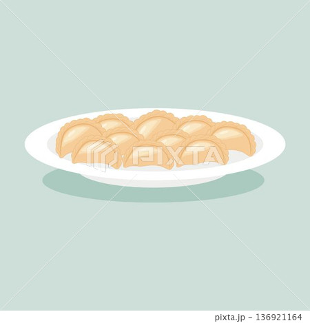 Dumplings dish of Ukrainian national cuisine 136921164