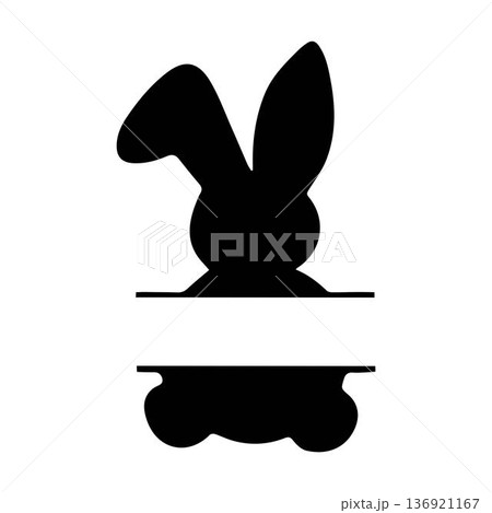 Easter bunny name frame. Split monogram design. Isolated white background. For Easter decor, cutout files 136921167