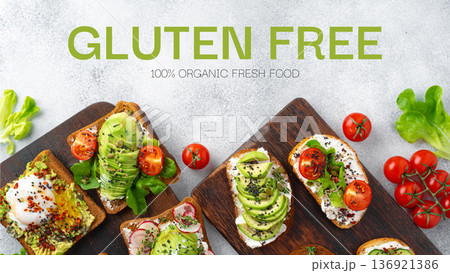 Menu background with variety of different vegan sandwiches Menu background with variety of different vegan sandwiches 136921386