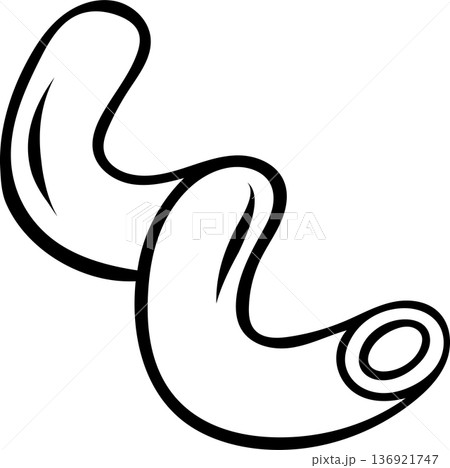 Black and white doodle icon of Cavatappi corkscrew pasta. Sketch style illustration of twisted spiral macaroni for restaurant menus or culinary branding Black and white doodle icon of Cavatappi corkscrew pasta. Sketch style illustration of twisted spiral macaroni for restaurant menus or culinary branding 136921747