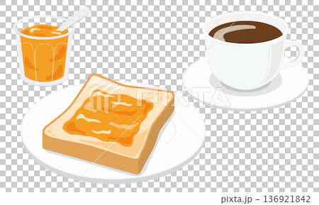橘子醬吐司和咖啡早餐套餐 136921842