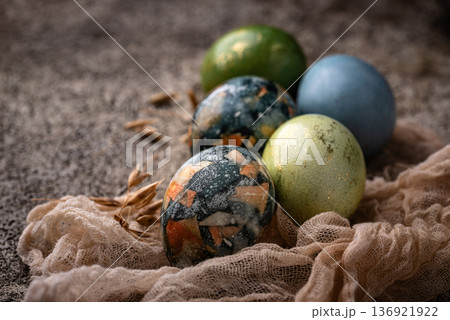 Easter eggs painted with natural dye Easter eggs painted with natural dye 136921922
