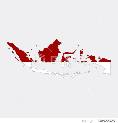 Maps of Indonesia vector with red and white colors according to the Indonesian national flag 136922325