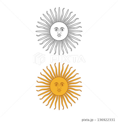 Sun of May. Flag of Argentina. Argentina National Flag. Vector Illustration Sun of May. Flag of Argentina. Argentina National Flag. Vector Illustration 136922331