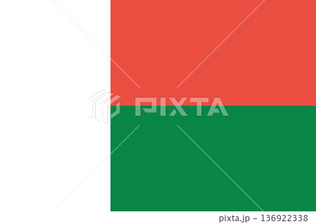 National flag of the Republic of Madagascar. Madagascar flag. Vector illustration. 136922338