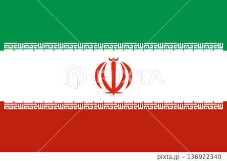 The flag of Iran with Standard color, standard size and rectangular flag. Vector illustration 136922340