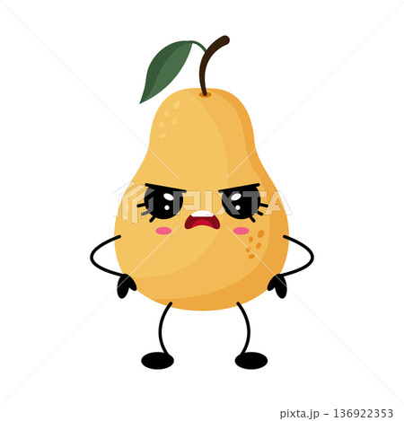 Angry pear character, expressing disappointment. 136922353