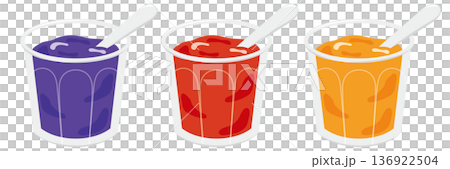 Set of 3 fruit jam jars: strawberry, marmalade, and blueberry 136922504