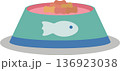 Flat style illustration of a food bowl suitable for cats and dogs. PNG 136923038