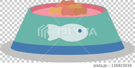 Flat style illustration of a food bowl suitable for cats and dogs. PNG Flat style illustration of a food bowl suitable for cats and dogs. PNG 136923038