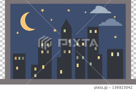 Nighttime cityscape viewed through a window with glowing lights and dark sky. PNG Nighttime cityscape viewed through a window with glowing lights and dark sky. PNG 136923042