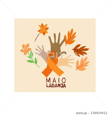 18 may Banner with ribbon logo maio laranja 136924412