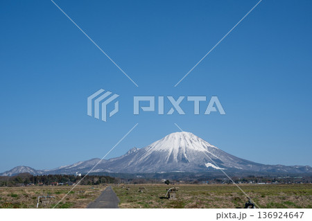 日本の鳥取県の大山の春の美しい風景 136924647