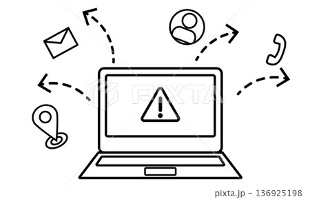 情報漏洩を示すアイコンイラスト 情報漏洩を示すアイコンイラスト 136925198