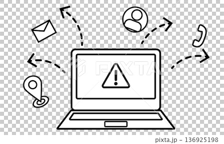 情報漏洩を示すアイコンイラスト 情報漏洩を示すアイコンイラスト 136925198