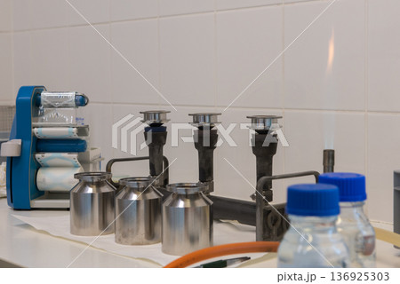 sample filtration sterilization of stainless steel funnels for microbiological testing in laboratory sample filtration sterilization of stainless steel funnels for microbiological testing in laboratory 136925303