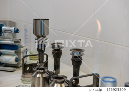 sample filtration sterilization of stainless steel funnels for microbiological testing in laboratory sample filtration sterilization of stainless steel funnels for microbiological testing in laboratory 136925309