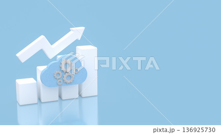 Cloud Computing Growth Concept with Upward Arrow Chart 3d render. Cloud Computing Growth Concept with Upward Arrow Chart 3d render. 136925730