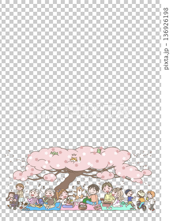 生動的賞櫻場景——背景白色(透明)—— 生動的賞櫻場景——背景白色(透明)—— 136926198