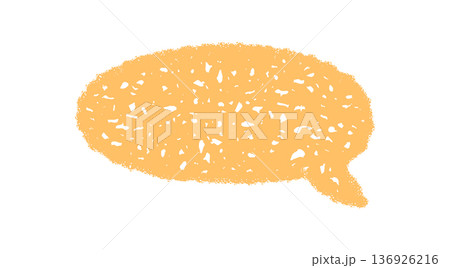 Chalk sketch organic speech balloon icon with round shape and textured bubble design. This orange comment chat symbol forms a message or quote element, perfect for playful talk and conversation 136926216