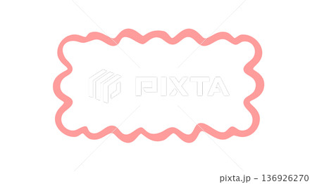 Groovy rectangle border outline forms a wavy frame in retro y2k style. Squiggle line edge creates an abstract box, with graphic shape for playful background in modern trendy, creative settings. 136926270
