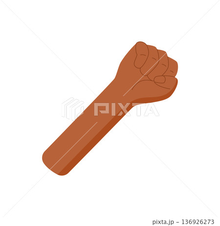 Cartoon hand gesture with closed fist showing number five sticker. Bare hand with distinct fingers in upright pose. Simple flat style for counting concepts, math education, or preschool learning Cartoon hand gesture with closed fist showing number five sticker. Bare hand with distinct fingers in upright pose. Simple flat style for counting concepts, math education, or preschool learning 136926273